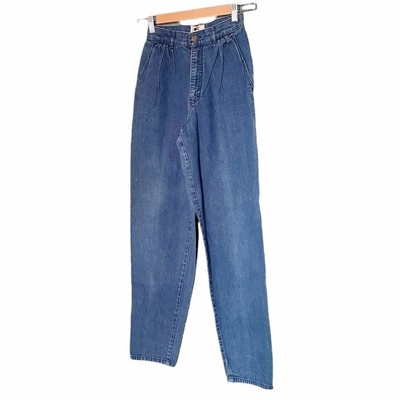 Vintage 1980s Calvin Klein Pleated Mom Jeans Indigo Wash 100% Cotton Size 5 | 24 - Picture 6 of 12